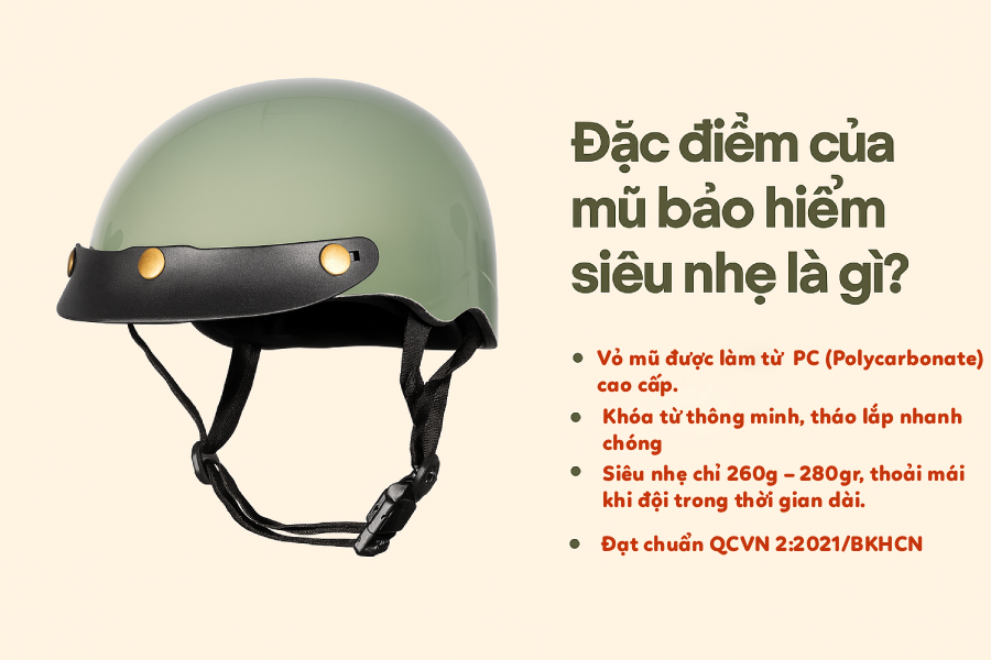 Đặc điểm mũ bảo hiểm siêu nhẹ là gì