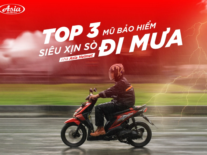 Công dụng nón bảo hiểm là bảo vệ khi đi mưa