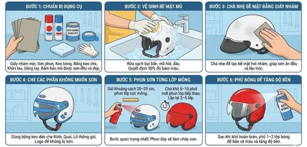 Các bước sơn lại nón bảo hiểm tại nhà