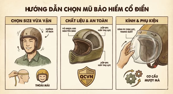 Cách chọn mũ bảo hiểm cổ điển
