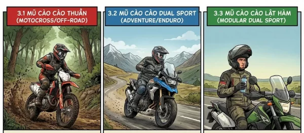 Các loại mũ bảo hiểm cào cào hiện tại