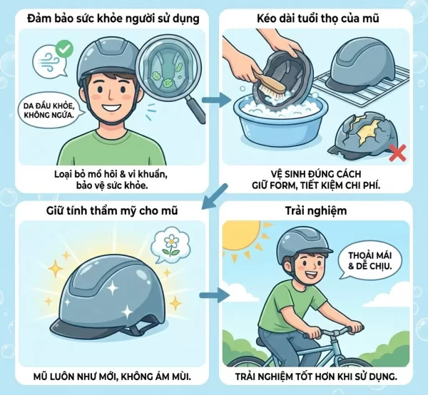 Lợi ích khi vệ sinh mũ bảo hiểm siêu nhẹ
