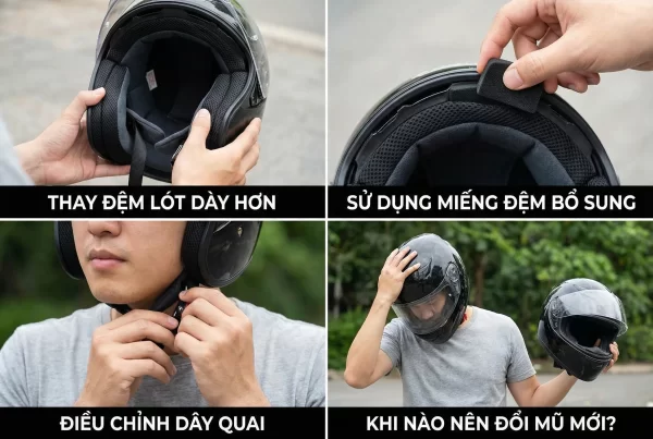 Cách khắc phục mũ bảo hiểm bị rộng