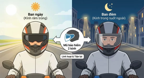 Công dụng của mũ bảo hiểm 2 kính