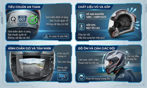 Tiêu chí chọn mũ bảo hiểm xe đua an toàn