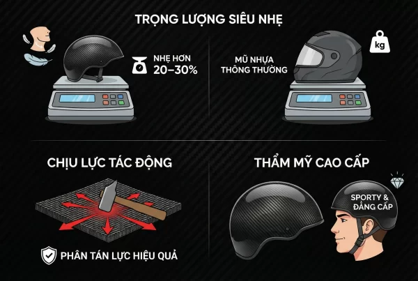 Lý do mũ bảo hiểm carbon được ưa chuộng