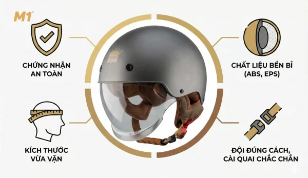 Cách chọn mũ bảo hiểm nửa đầu nữ đẹp và đảm bảo an toàn