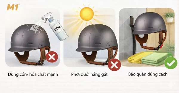 Sai lầm phổ biến và cách bảo quản mũ bảo hiểm