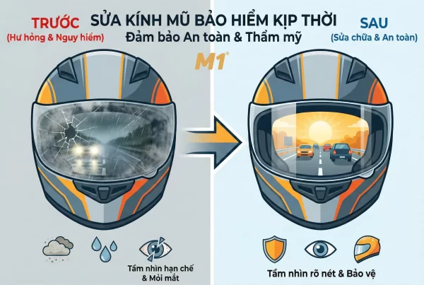 Vì sao cần sửa kính mũ bảo hiểm kịp thời để đảm bảo an toàn