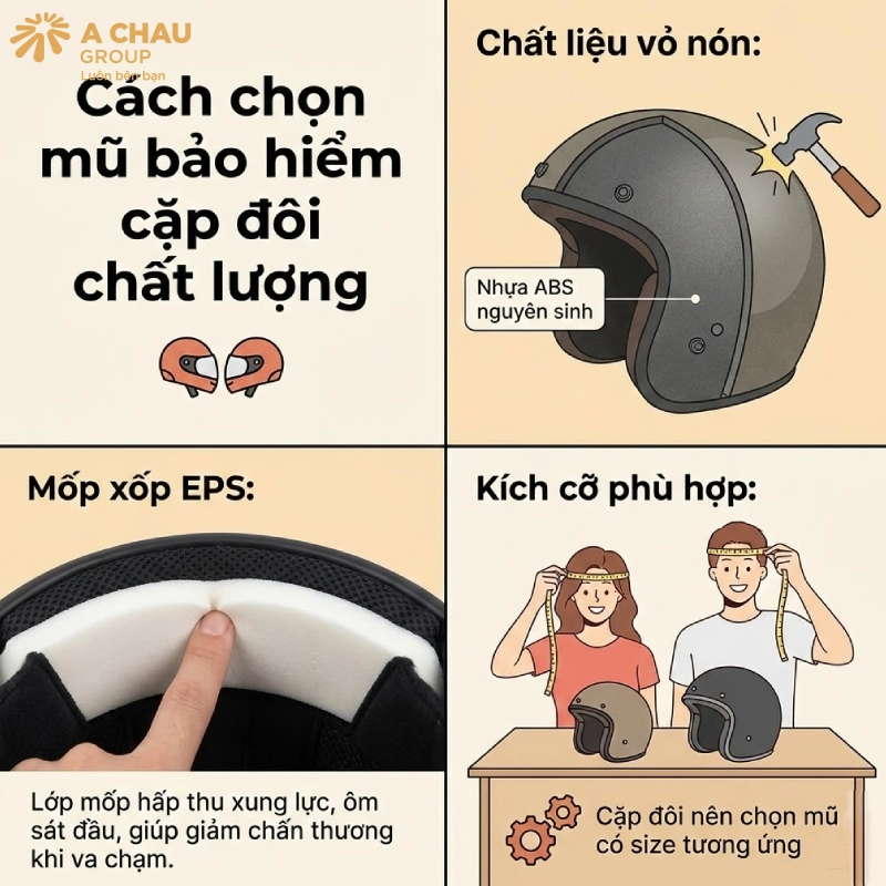 Cách chọn mũ bảo hiểm cặp đôi chất lượng