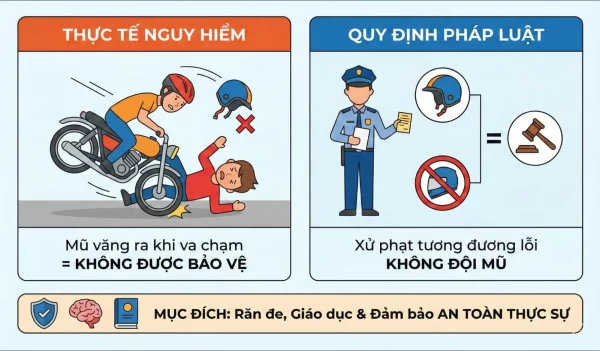 Vì sao không cài quai mũ bị xử phạt