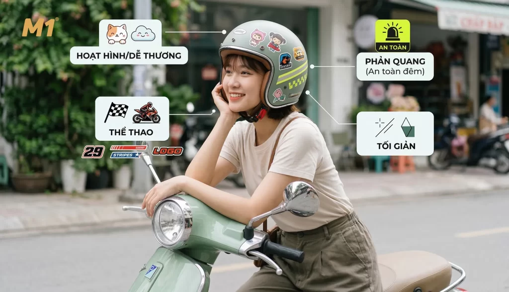 Các loại sticker dán mũ bảo hiểm phổ biến hiện nay