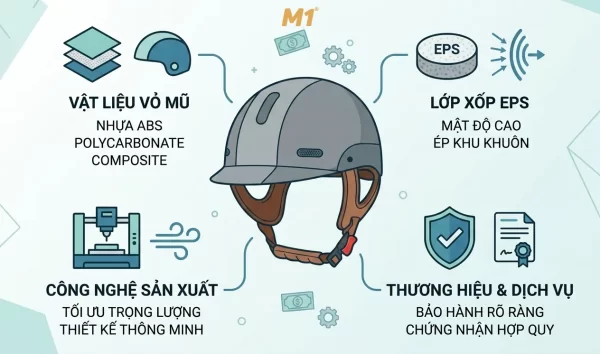 Các yếu tố cấu thành giá mũ bảo hiểm trên thị trường