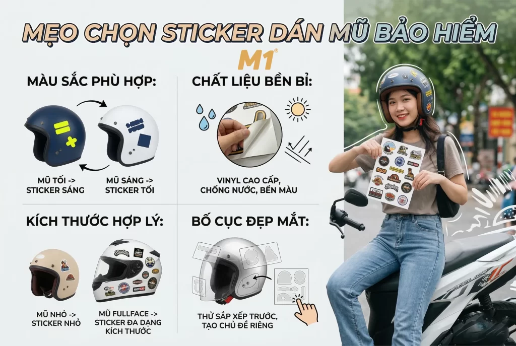 Cách chọn sticker dán mũ bảo hiểm đẹp và phù hợp
