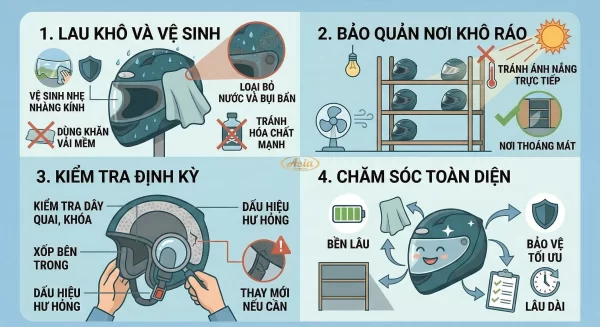 Cách sử dụng và bảo quản mũ bảo hiểm đi mưa bền lâu