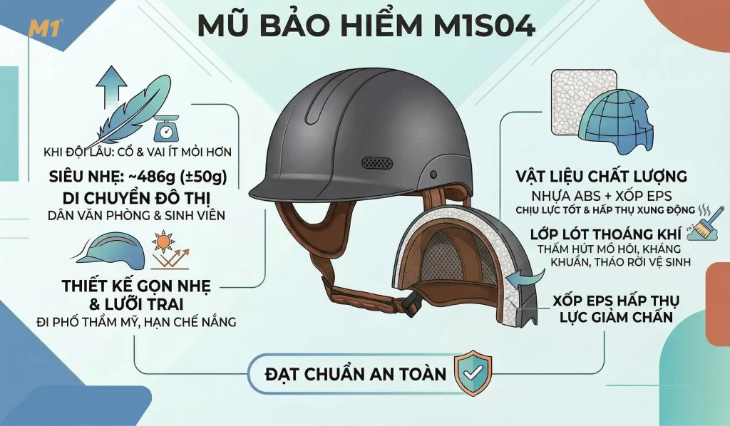 Đánh giá chi tiết mũ bảo hiểm M1S04