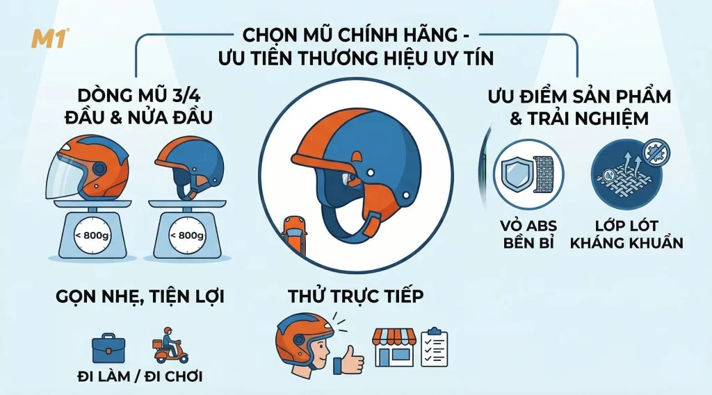 Gợi ý các dòng mũ bảo hiểm nhẹ dưới 800g đáng mua