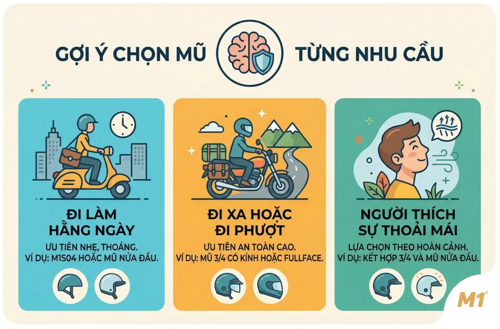 Gợi ý chọn mũ phù hợp từng nhu cầu
