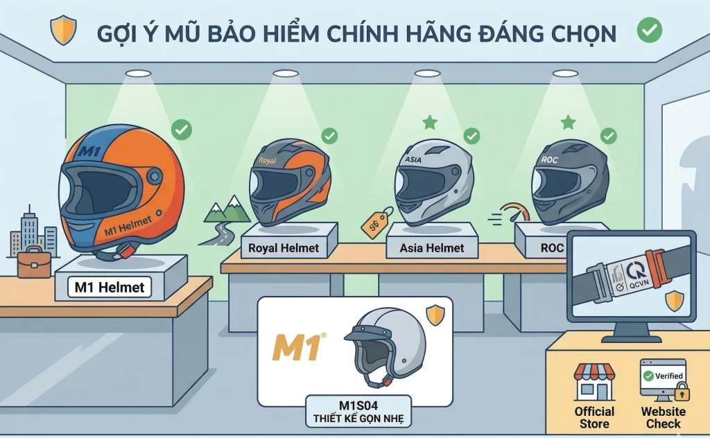 Gợi ý mũ bảo hiểm chính hãng đáng chọn
