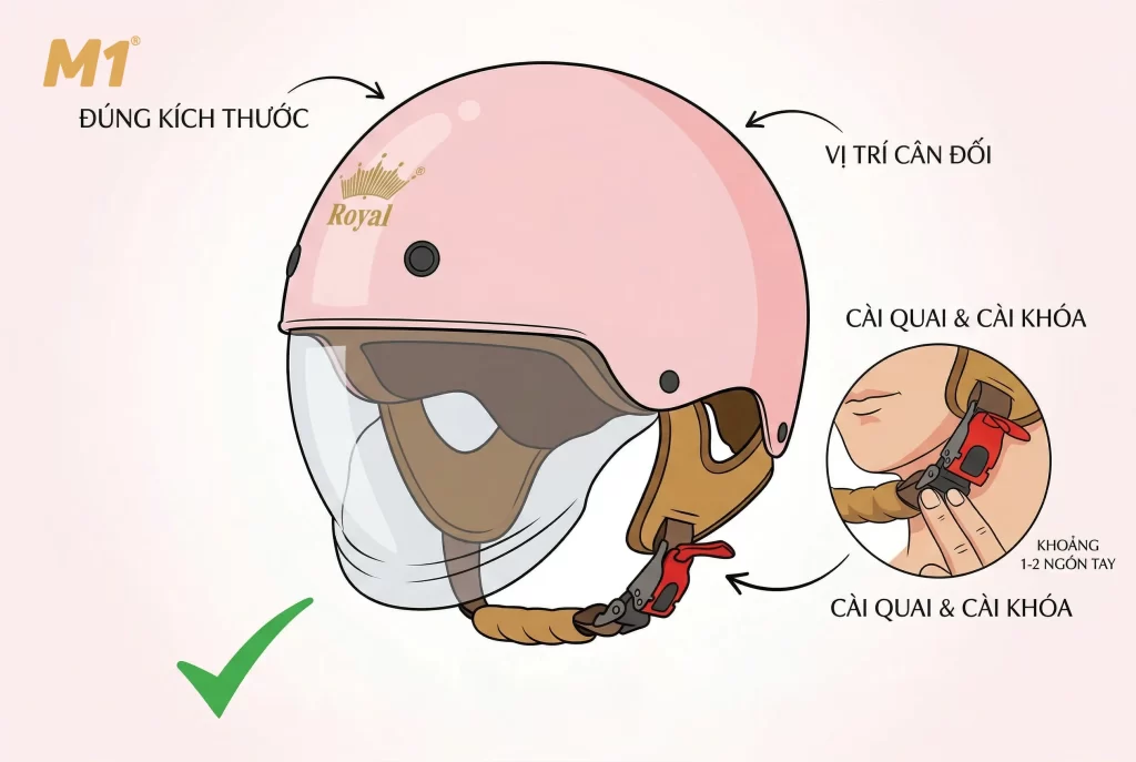 Những lỗi phổ biến khi đội mũ bảo hiểm 1/2