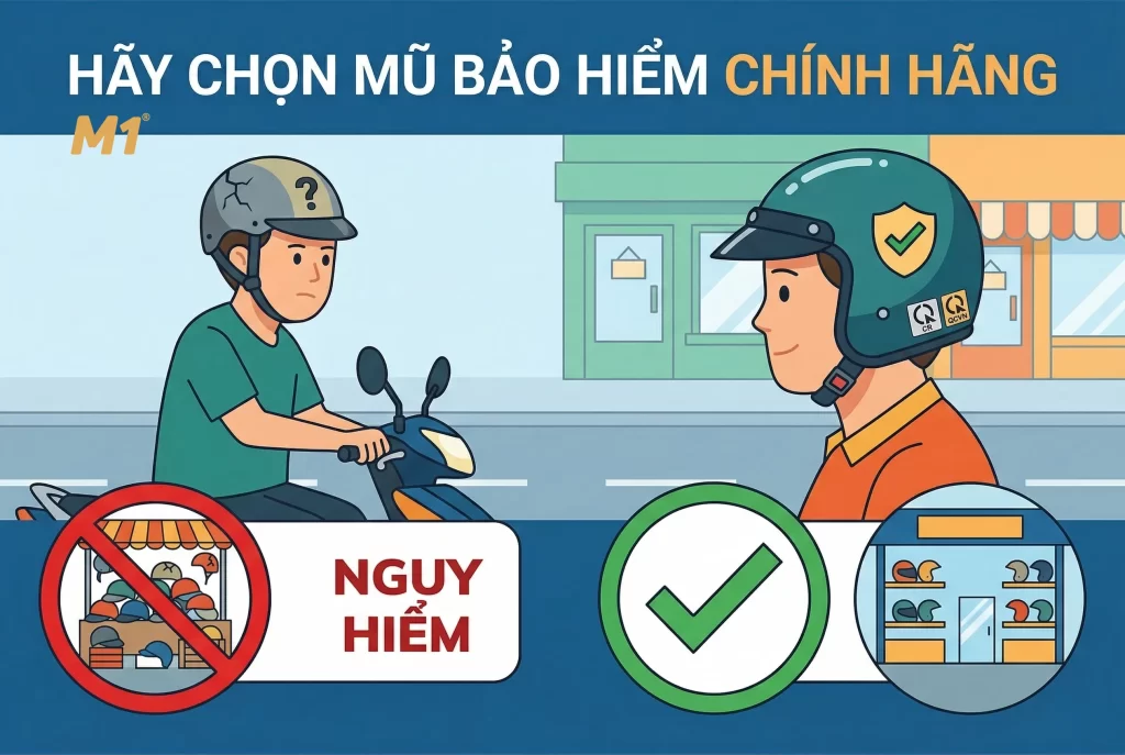 Không nên mua mũ bảo hiểm siêu nhẹ trôi nổi ngoài chợ