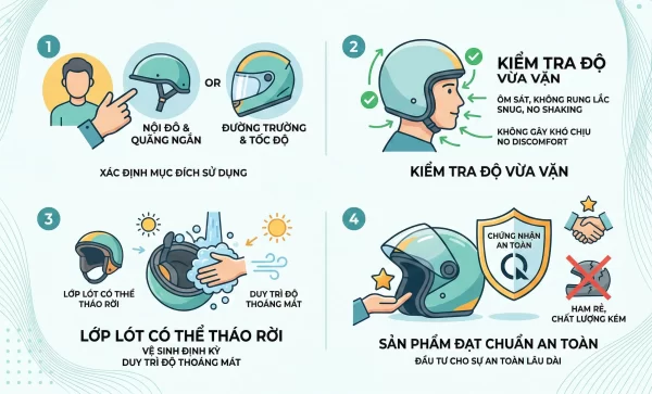 Kinh nghiệm lựa chọn mũ bảo hiểm siêu nhẹ phù hợp nhu cầu