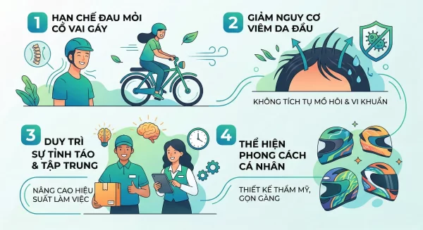 Lợi ích dài hạn khi chuyển sang sử dụng mũ bảo hiểm nhẹ và mát