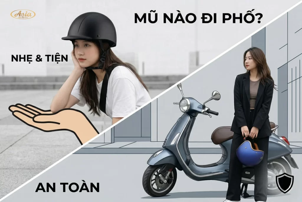 Mũ bảo hiểm đi phố nên chọn loại nào
