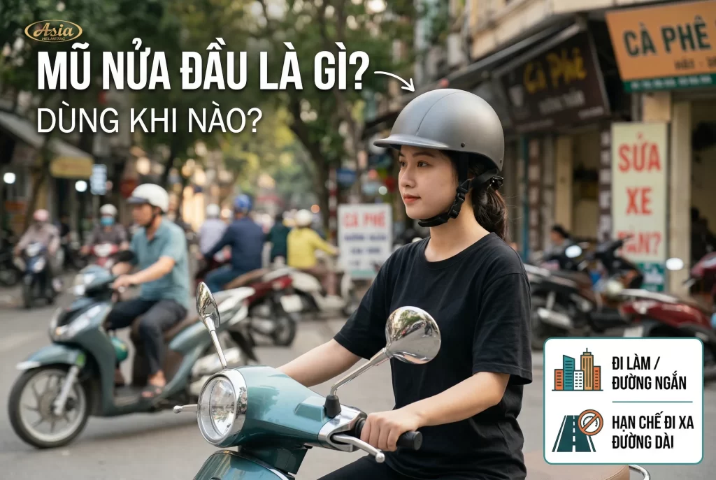 Mũ bảo hiểm nửa đầu là gì và thường dùng trong trường hợp nào