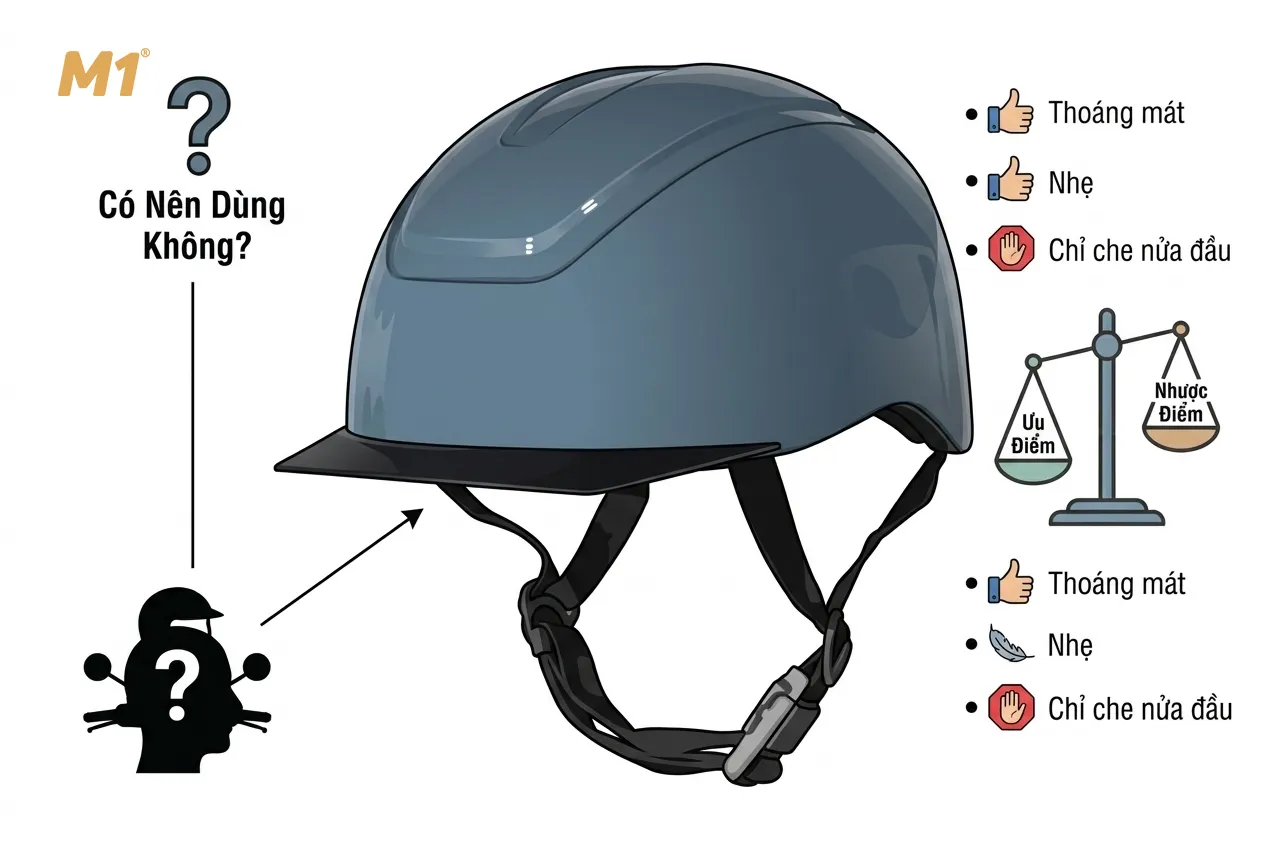 Mũ bảo hiểm nữa đầu là gì