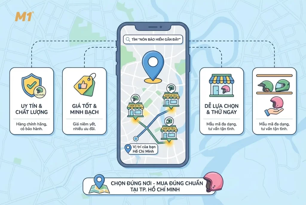 Mua mũ bảo hiểm gần đây