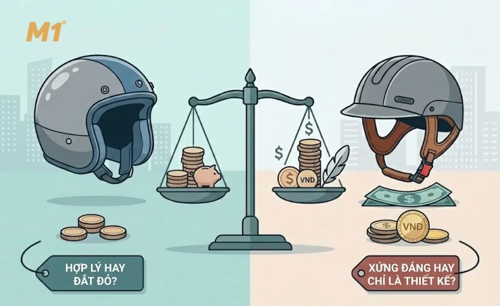 So sánh giá mũ bảo hiểm siêu nhẹ và mũ bỏa hiểm thông thường