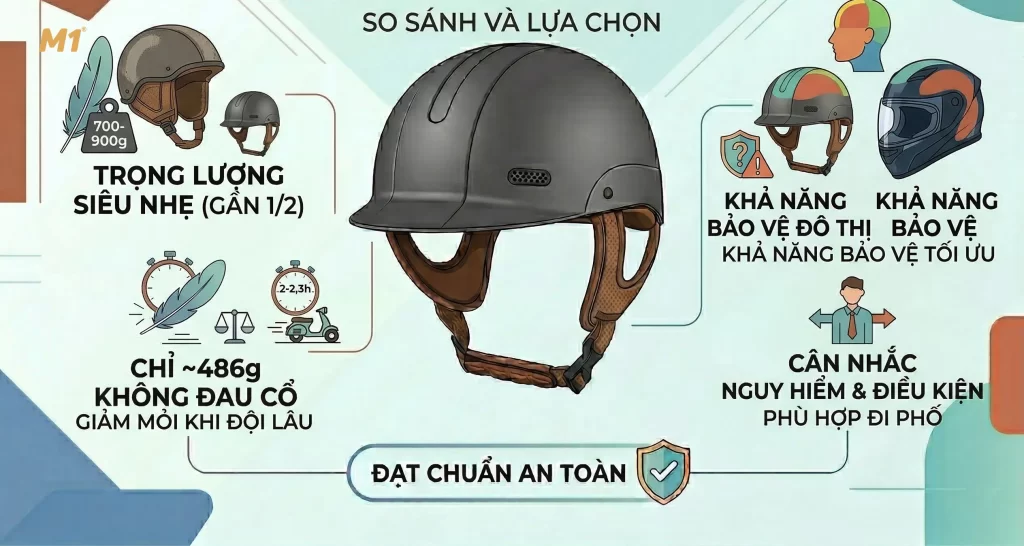 So sánh mũ bảo hiểm M1S04 với các dòng mũ khác