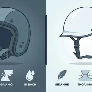 So sánh mũ bảo hiểm siêu nhẹ với mữ bảo hiểm thông thường