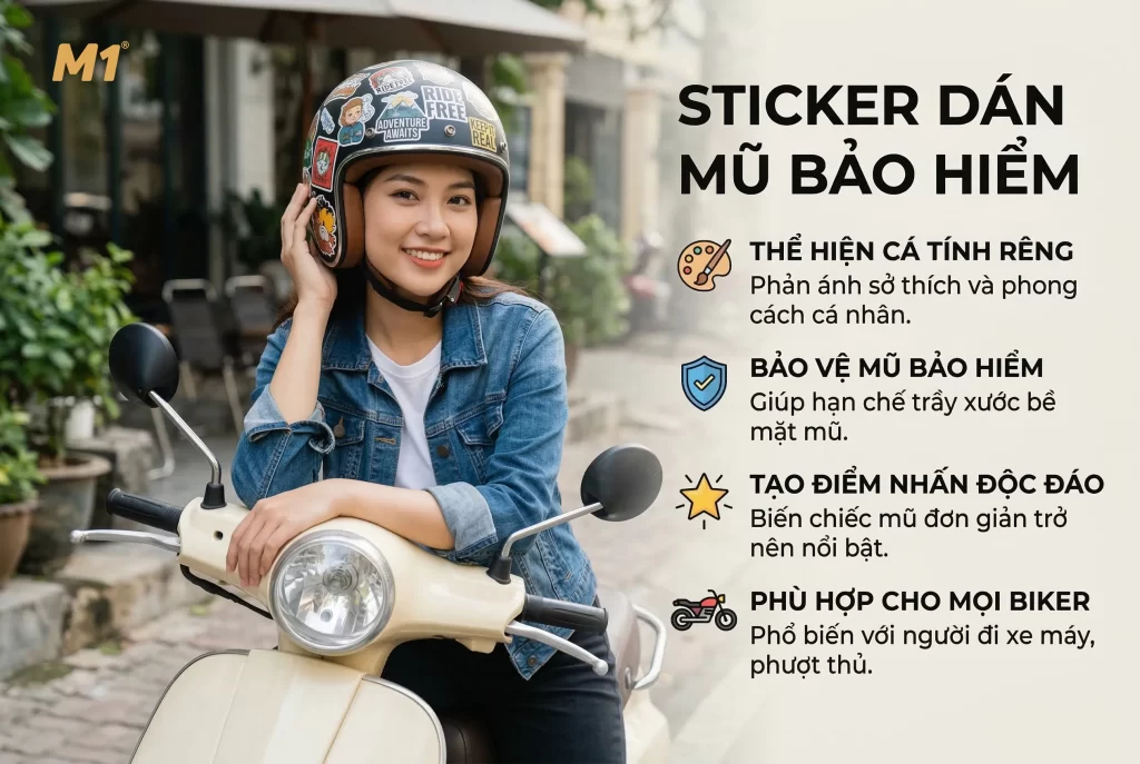 Sticker dán mũ bảo hiểm là gì và vì sao ngày càng được ưa chuộng