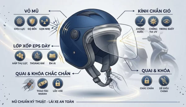 Tiêu chí kỹ thuật khi chọn mũ bảo hiểm cho xe SH