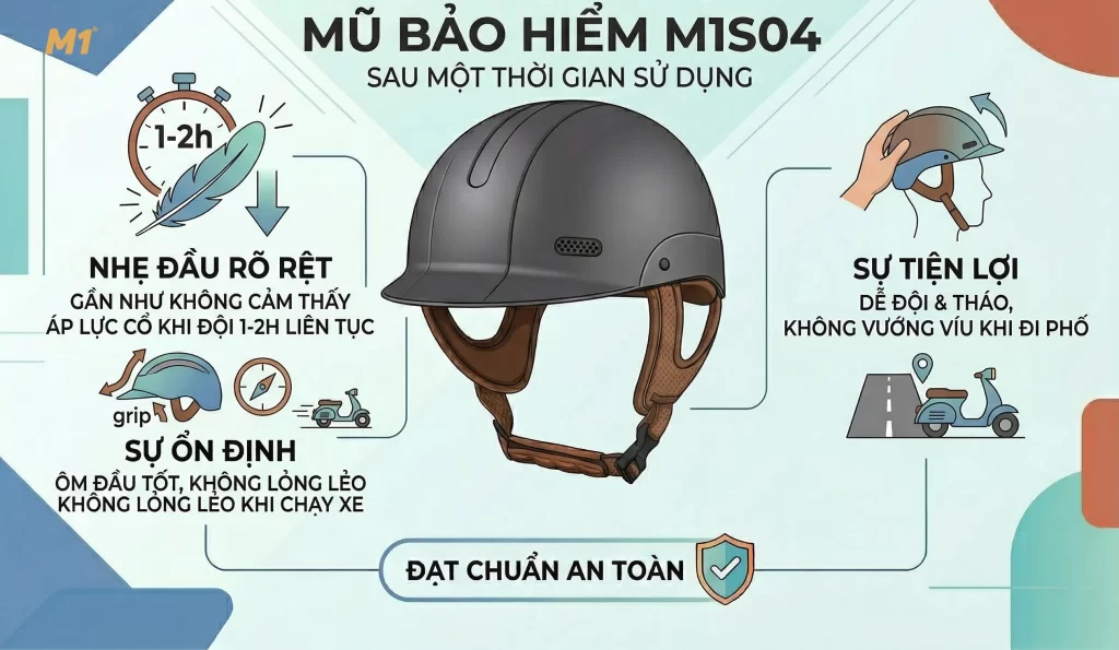 Trải nghiệm thực tế khi sử dụng mũ bảo hiểm M1S04