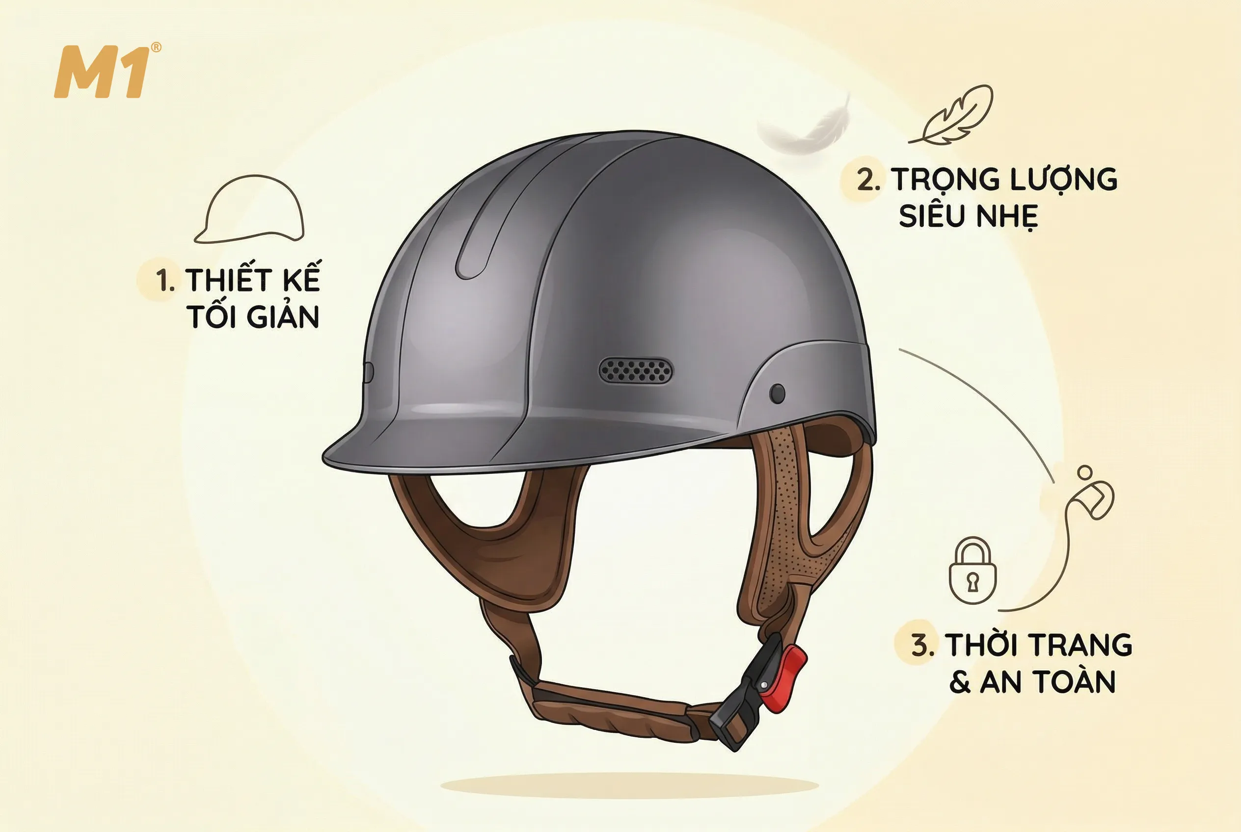 Xu hướng mũ bảo hiểm 1/2 cho nữ hiện nay