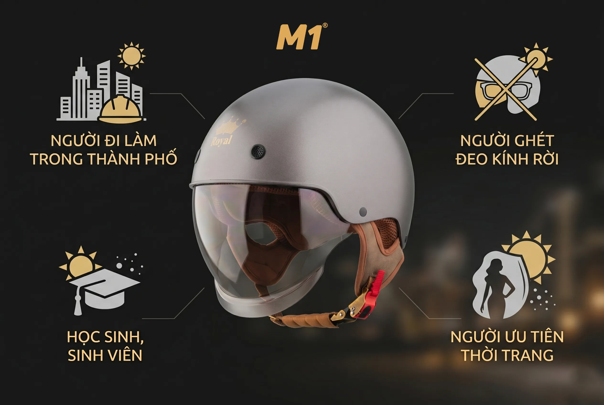 Ai nên dùng mũ 1/2 có kính chống nắng