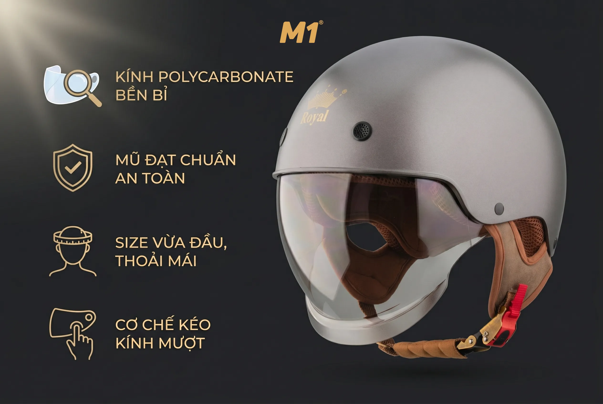 Cách chọn mũ 1/2 có kính chống nắng tốt