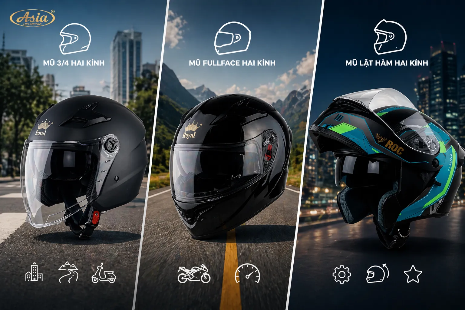 Các dòng mũ bảo hiểm 2 kính phổ biến hiện nay