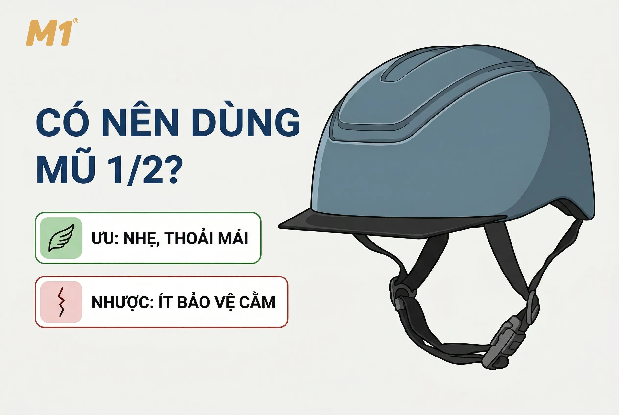 Có nên dùng mũ bảo hiểm nửa đầu? Phân tích ưu và nhược điểm