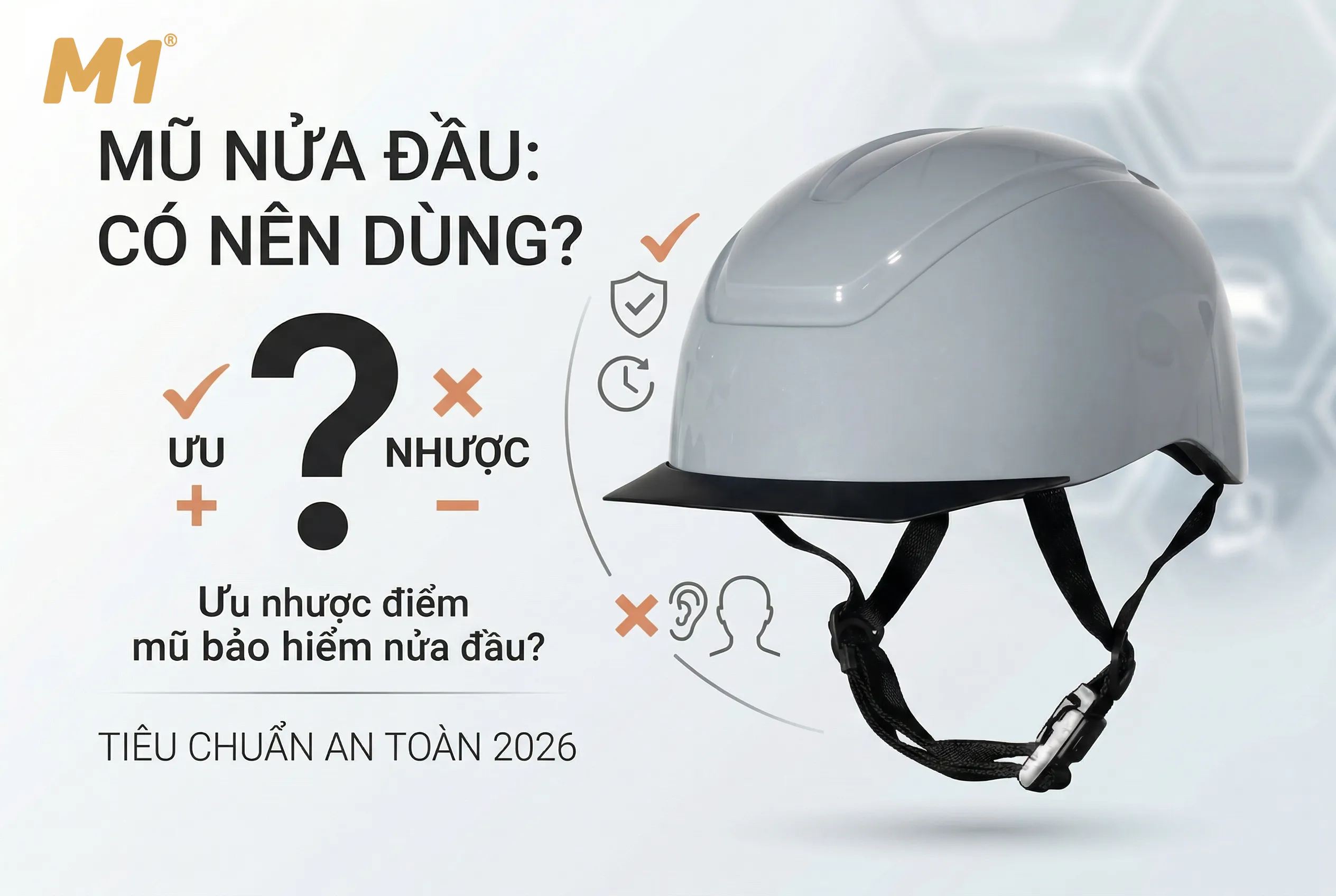 Có nên dùng mũ bảo hiểm nửa đầu