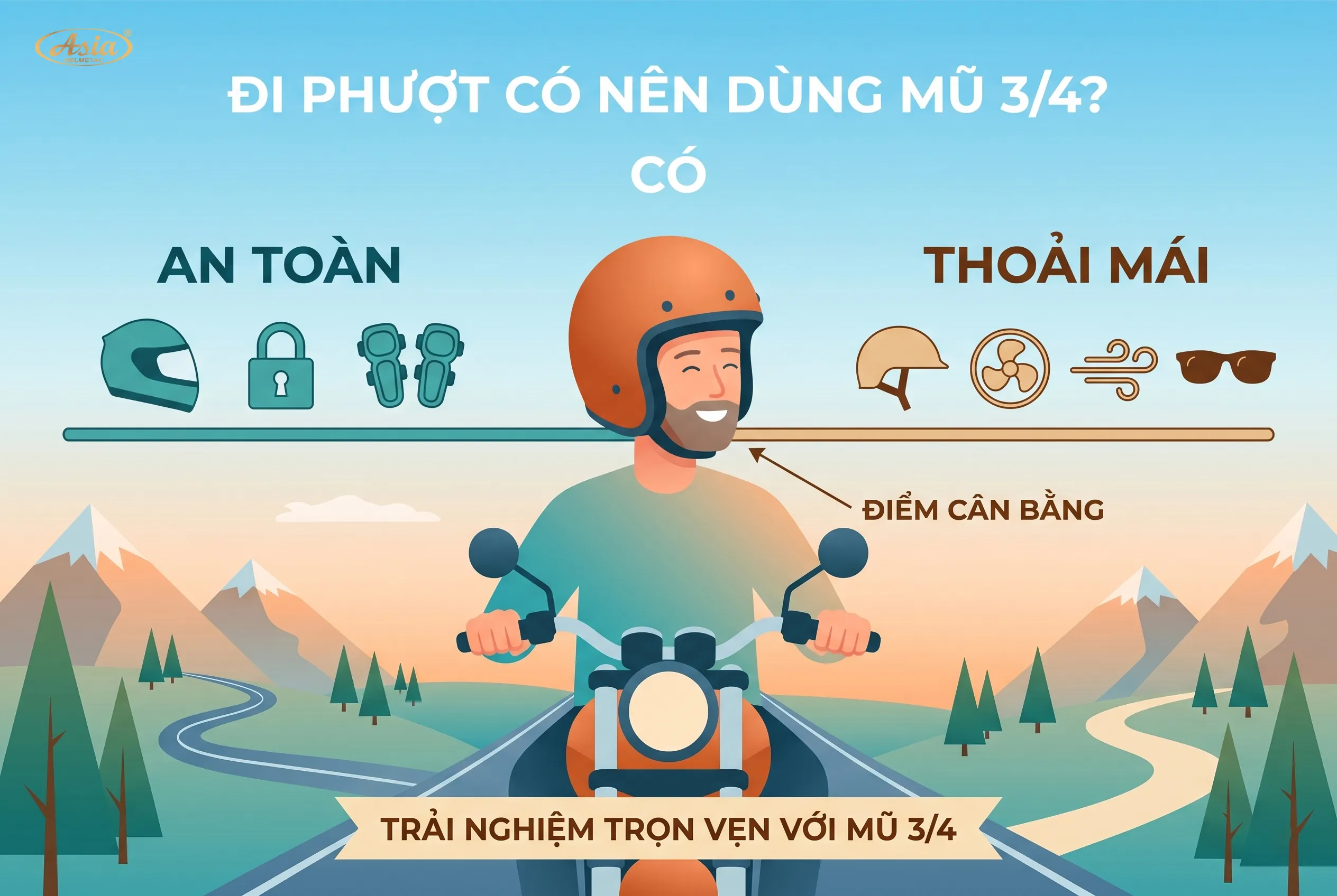 Đi phượt có nên dùng mũ 3/4 không Góc nhìn thực tế