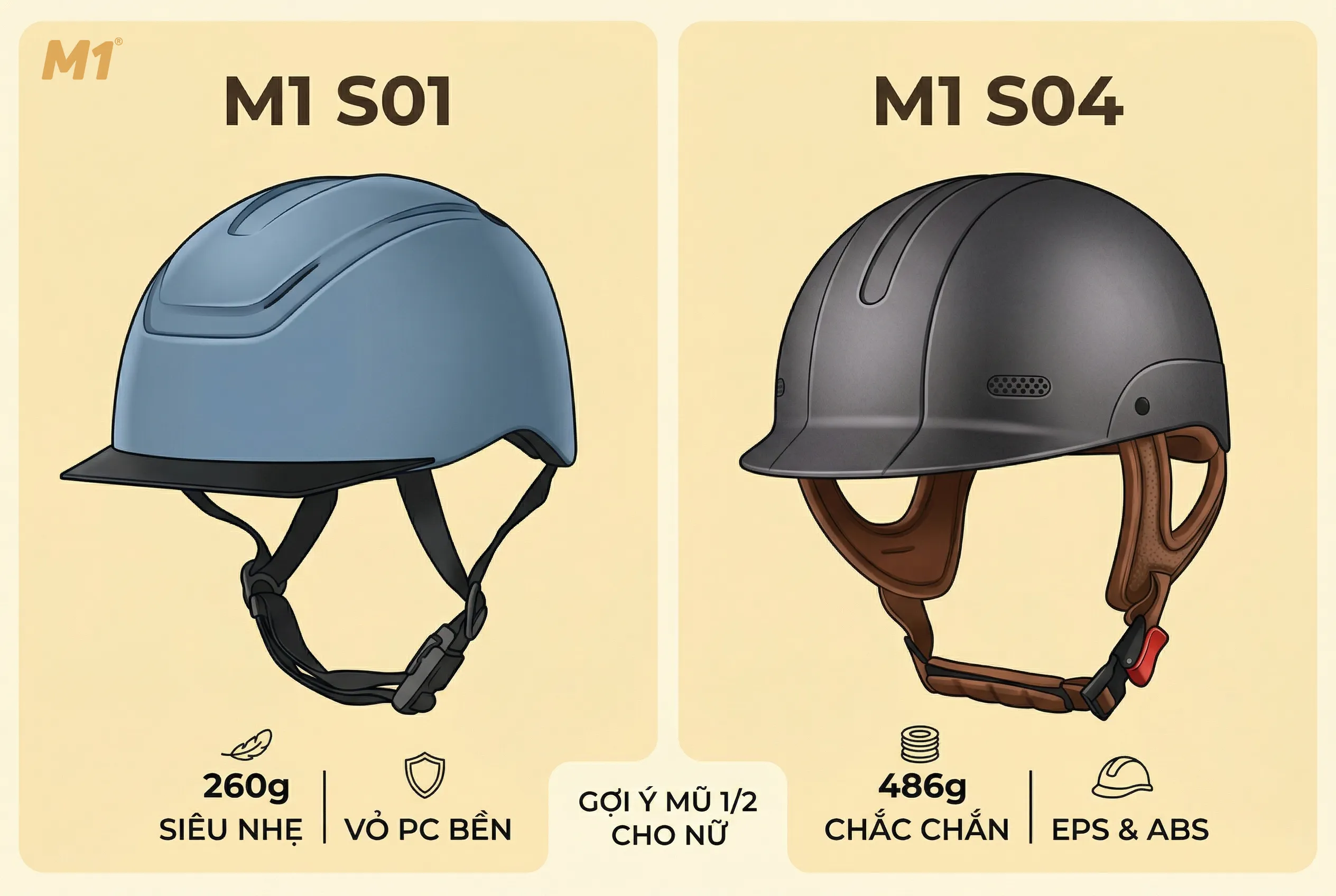 Gợi ý mũ bảo hiểm 1/2 cho nữ đáng mua hiện nay