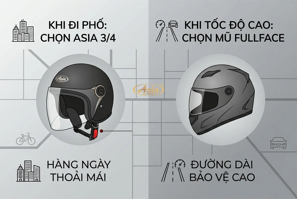 Khi nào nên và không nên dùng mũ 3/4