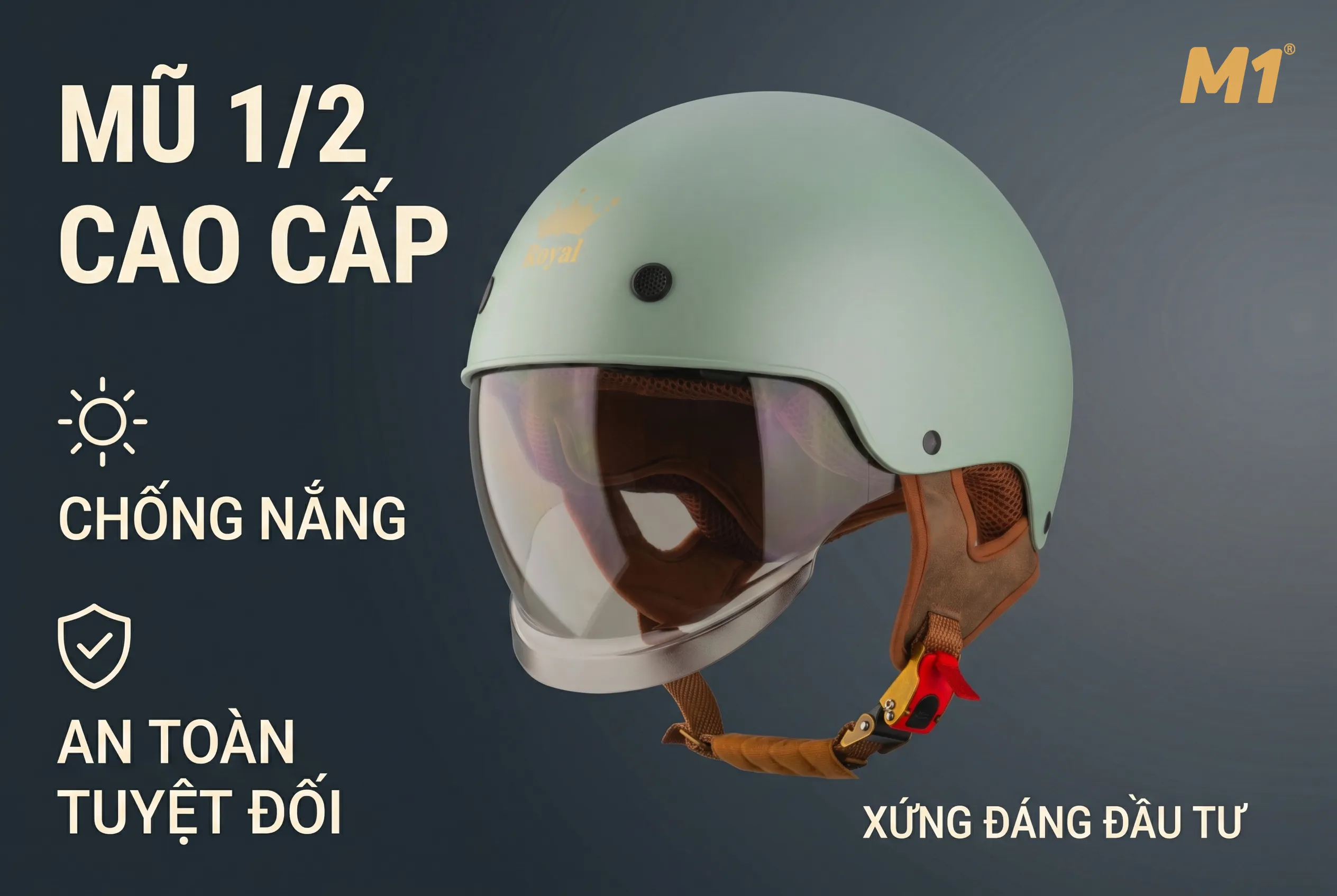 Mũ 1/2 có kính chống nắng tiện lợi đẹp an toàn đáng mua hiện nay