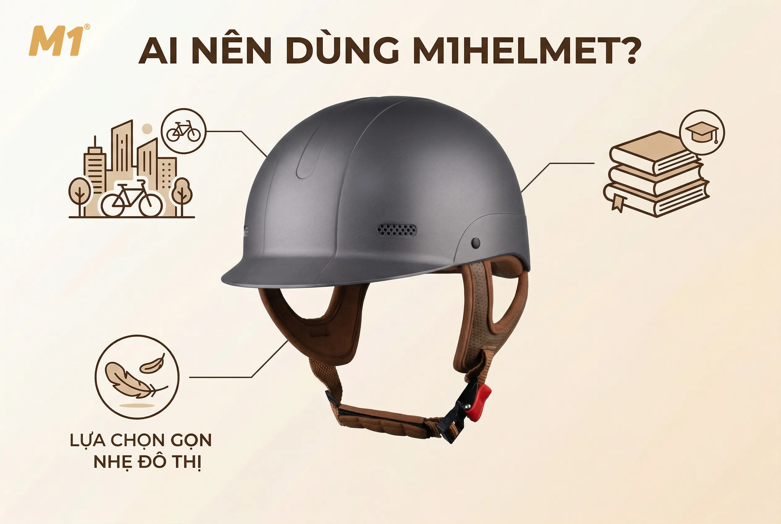 Mũ bảo hiểm 1/2 M1helmet phù hợp với ai