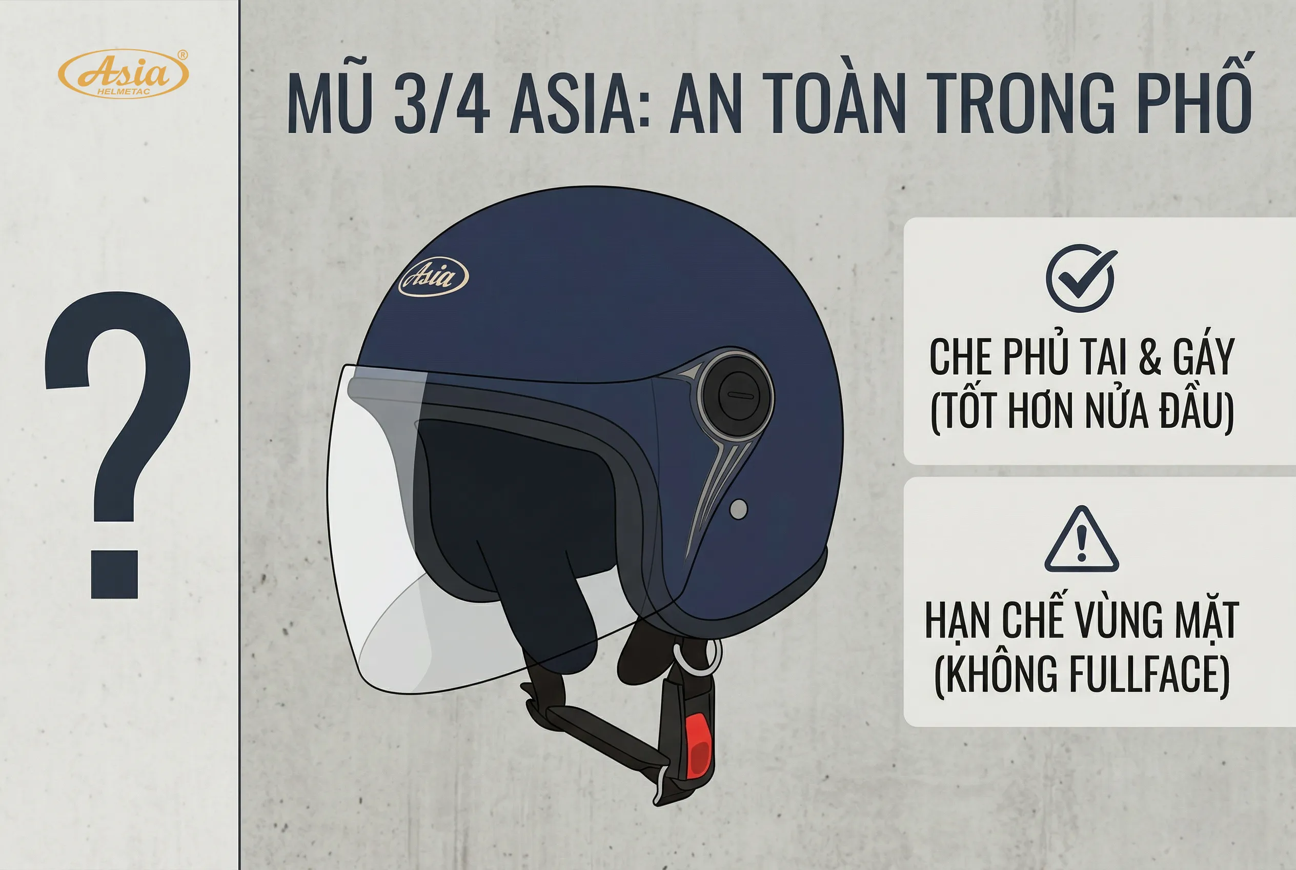 Mũ bảo hiểm 3/4 đầu có an toàn không