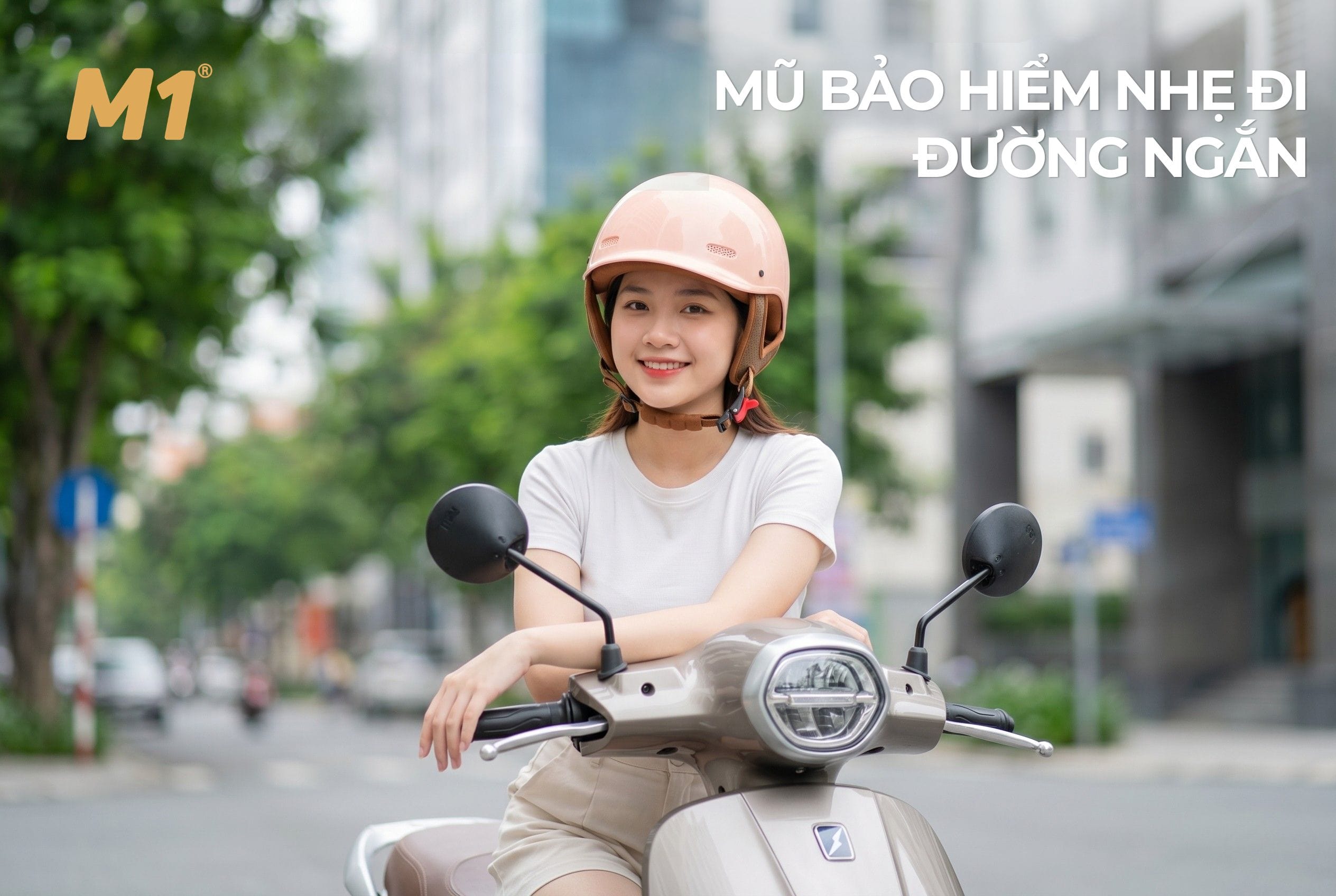 Mũ bảo hiểm nhẹ đi đường ngắn an toàn gọn đẹp cho đi phố